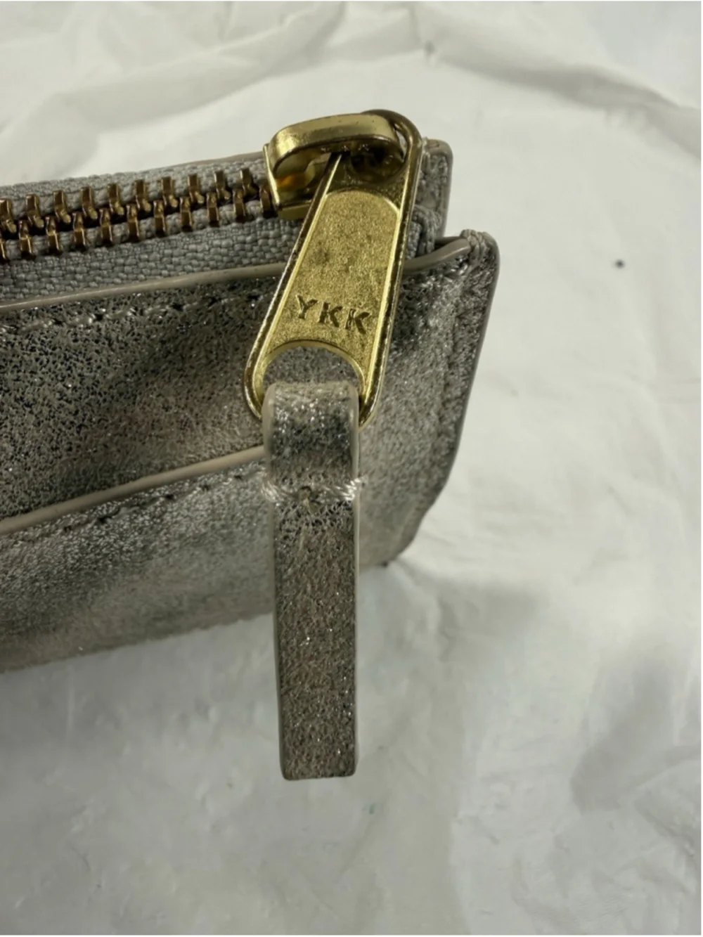 Anthropologie Silver Shiny suede 